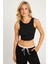 Kadın Siyah Crop Bluz XL2004 4