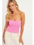 Kadın Pembe Straplez Triko Bluz YV240 2