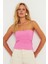 Kadın Pembe Straplez Triko Bluz YV240 3