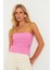 Kadın Pembe Straplez Triko Bluz YV240 4