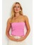 Kadın Pembe Straplez Triko Bluz YV240 5
