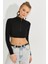 Kadın Siyah Fermuarlı Crop Bluz MEN2020 3