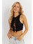 Kadın Siyah Detaylı Crop Bluz AYD375 3
