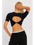 Kadın Siyah Sırt Dekolteli Crop Bluz CY450 1