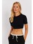 Kadın Siyah Sırt Dekolteli Crop Bluz CY450 2