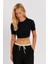 Kadın Siyah Sırt Dekolteli Crop Bluz CY450 4