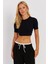 Kadın Siyah Sırt Dekolteli Crop Bluz CY450 5