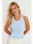 Kadın Mavi Halter Yaka Fitilli Bluz MK11 4
