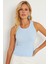 Kadın Mavi Halter Yaka Fitilli Bluz MK11 5