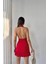 Kadın Eteği Fırfırlı Halter Yaka Mini Elbise NBDF063 4