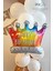 Rengarenk Happy Birthday Yazılı Taç Folyo Balon 1