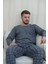 Gri Ekose Desenli Uzun Kol Erkek Pijama Takımı 2