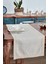 Keten Pamuk Dantelli Runner 50X130 cm Linen Kumaş Masa Örtüsü Sehpa Leke Tutmaz Mutfak Bej 1