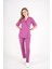 Açık Mor Elegant Model Cerrahi Üniforma Belden Bağlamalı Scrubs Takım 1