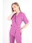 Açık Mor Elegant Model Cerrahi Üniforma Belden Bağlamalı Scrubs Takım 2