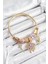 316L Çelik Mor Zirkon Taşlı Kilit Göz ve Anahtar Model Gold Renk Charm Bileklik 1