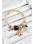 316L Çelik Siyah Zirkon Taşlı Baykuş Arı ve Anahtar Model Gold Renk Charm Bileklik 1