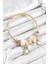 316L Çelik Beyaz Zirkon Taşlı Ayıcık ve Kalp Model Gold Renk Charm Bileklik 1