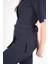 Lacivert Elegant Model Cerrahi Üniforma Belden Bağlamalı Scrubs Takım 3