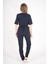 Lacivert Elegant Model Cerrahi Üniforma Belden Bağlamalı Scrubs Takım 4