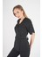 Siyah Elegant Model Cerrahi Üniforma Belden Bağlamalı Scrubs Takım 2