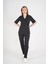 Siyah Elegant Model Cerrahi Üniforma Belden Bağlamalı Scrubs Takım 1