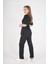 Siyah Elegant Model Cerrahi Üniforma Belden Bağlamalı Scrubs Takım 5