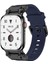 Watch 42MM Uyumlu Mkst - KRD-101 Titanyum Metal Başlıklı Silikon Kordon-Siyah-Mavi 1
