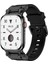 Watch 42MM Uyumlu Mkst - KRD-101 Titanyum Metal Başlıklı Silikon Kordon-Siyah-Mavi 4
