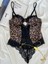 Leopar Desenli Dantel Kapsız Balenli B Cup Bodysuit 1