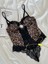 Leopar Desenli Dantel Kapsız Balenli B Cup Bodysuit 2