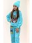 Kız Çocuk Ayıcık ve Iconic Yazı Baskılı Kapüşonlu Sweatshirt Aqua Eşofman Takım 1