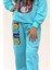 Kız Çocuk Ayıcık ve Iconic Yazı Baskılı Kapüşonlu Sweatshirt Aqua Eşofman Takım 3