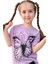 Kız Çocuk Kara Kalem Kelebek Baskılı Penye Lila T-Shirt Şortlu Takım 5