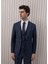 Erkek Likralı Slim Fit Sivri Yaka Yelekli Takım Elbise 4