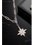 Kadın Çelik Zincirli Su Yolu Gümüş Kaplama Patlayan Yıldız Tasarımlı Model Zirkon Taşlı Kombin Kolye 1