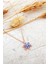 Mavi Taşlı Lotus Çiçeği Rose Gümüş Kolye 8094 1
