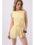 Pileli Yüksek Bel Sarı Şort 1