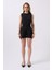 Pileli Yüksek Bel Siyah Şort 2