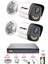 2 Kameralı 4 Warm LED Gece Renkli Görüş-Cepten Izle-Su Geçirmez Güvenlik Kamerası Seti 1tb 2