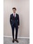 Erkek Likralı Slim Fit Sivri Yaka Yelekli Takım Elbise 1