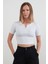 Basic Yarım Fermuarlı Dalgıç Kumaş Crop Tişört 2