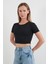 Basic Yarım Fermuarlı Dalgıç Kumaş Crop Tişört 3