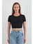 Basic Yarım Fermuarlı Dalgıç Kumaş Crop Tişört 6