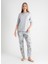 Yuvarlak Yaka Gri Pijama Üst 403SIX-1110-049 1