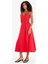 V Yaka Poplin Askılı Kırmızı Midi Elbise F7075AX25SM 6
