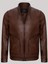 Hakiki Deri Kahverengi Erkek Deri Mont Yan Cepli Fermuarlı Deri Ceket 1