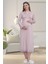 Mecit 1519 Gül Kurusu Lohusa Sabahlık Gecelik Pijama Set 4