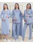 Mecit 1519 Mavi Lohusa Sabahlık Gecelik Pijama Set 1