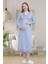 Mecit 1519 Mavi Lohusa Sabahlık Gecelik Pijama Set 3